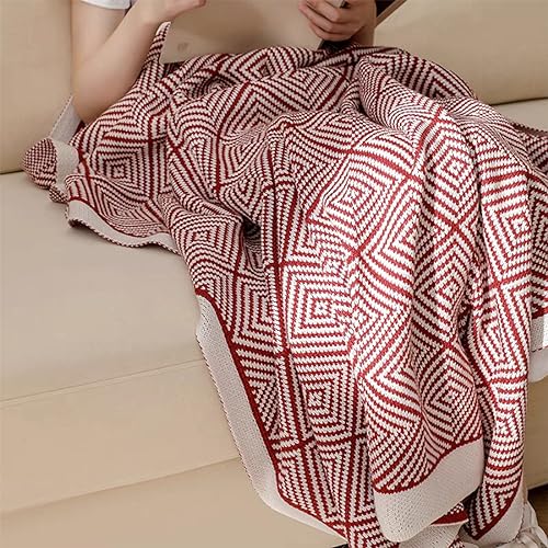 Fennco Styles Modern Diamond Knitted Throw Blanket with Tassel 50" W x 60" L – Taupe Geometric Pattern Lightweight Blanket for Couch, Bedroom, Living Room and Office Décor
