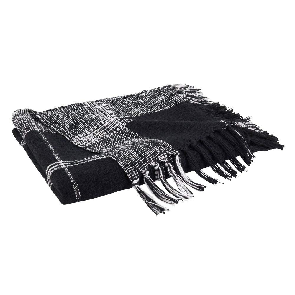 Fennco Styles Luxury Cotton Knit Plaid Modern Tassel 50 x 70 Inch Throw - Throw Blanket for Bed, Couch, Sofa, Home Décor, Ideas