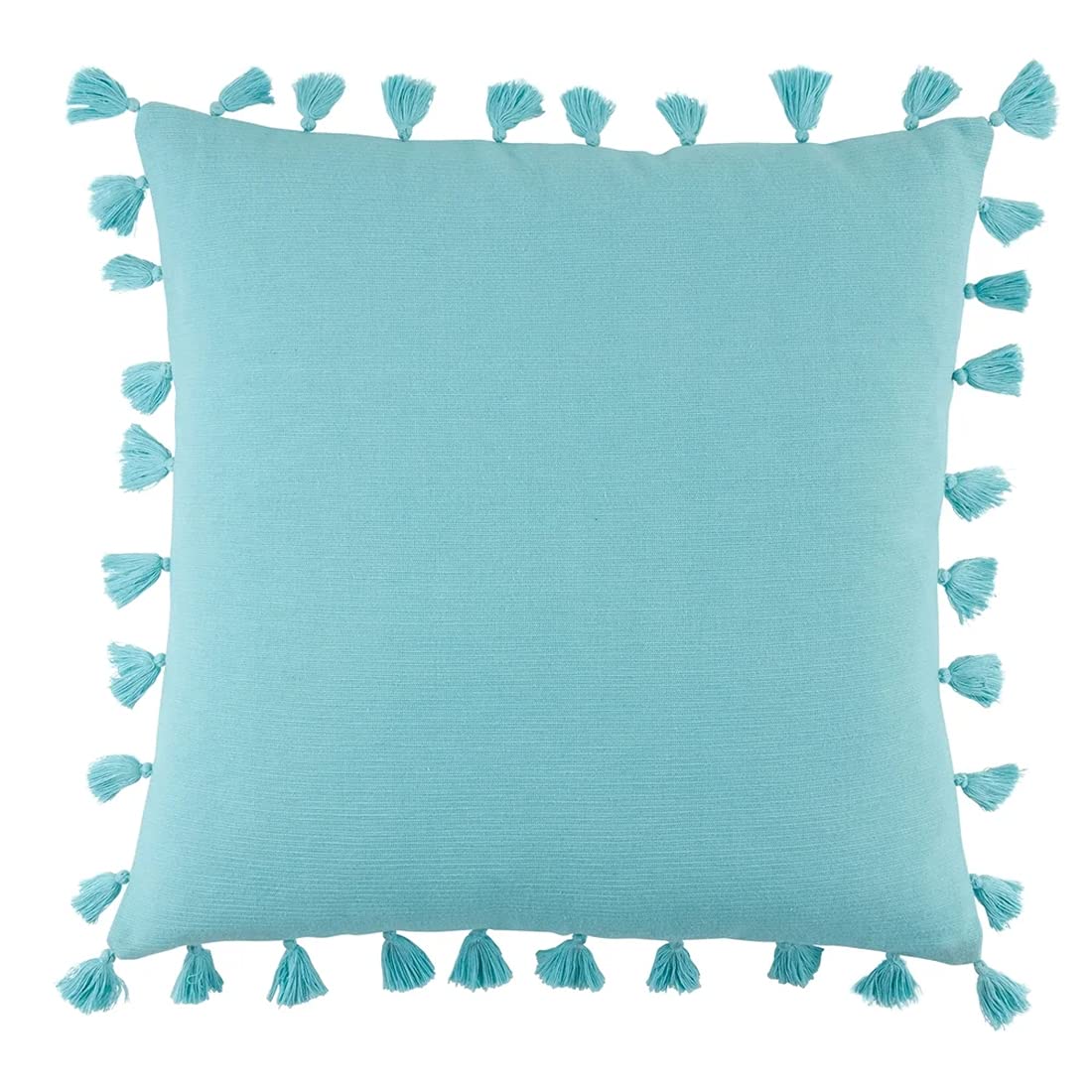 Fennco Styles Solid Tassel Cotton Decorative Throw Pillow 20" W x 20" L - Plain Cushion for Home, Couch, Living Room, Bedroom, Kids Room, Playroom, Bedroom and Office Décor