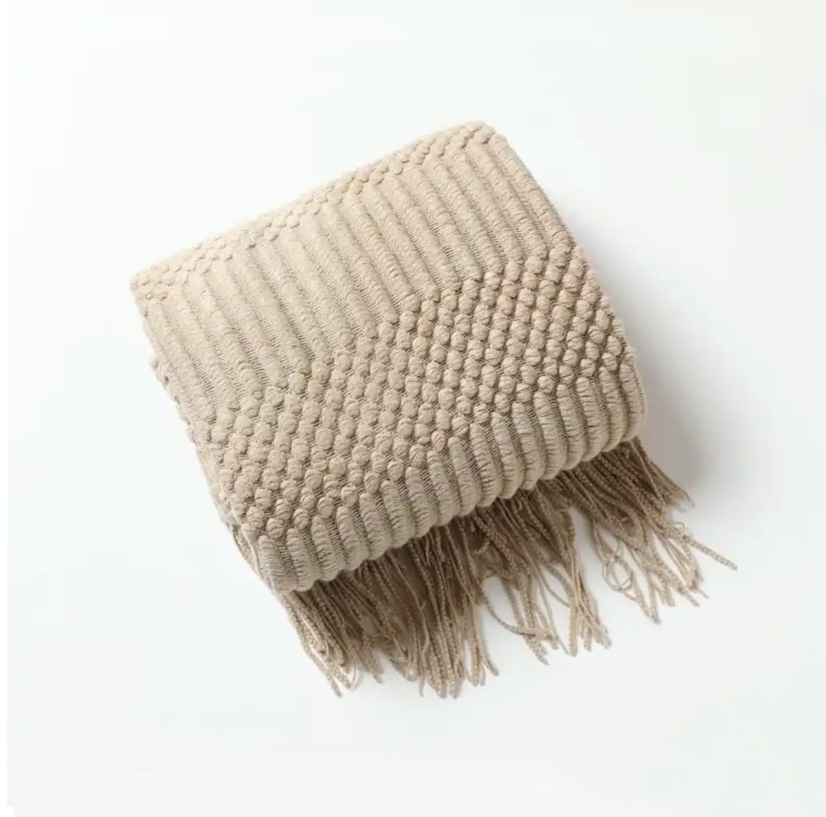 Fennco Styles Striped Knit Solid Fringe Throw Blanket 50" W x 60" L - Navy Blue Soft Textured Light Weight Blanket for Sofa, Couch, Living Room and Bedroom Décor