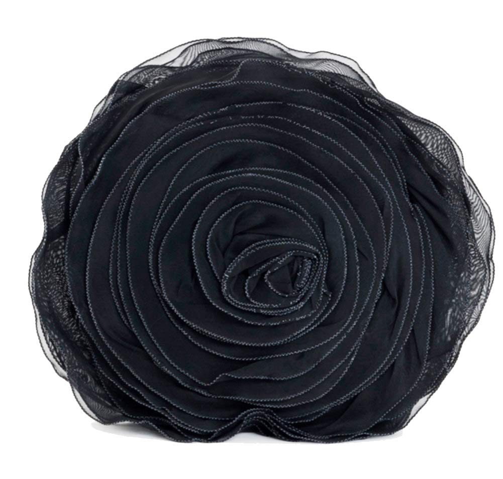 Fennco Styles Hayley Rose Chiffon Flower Decorative Filled Throw Pillow 13-Inch Round