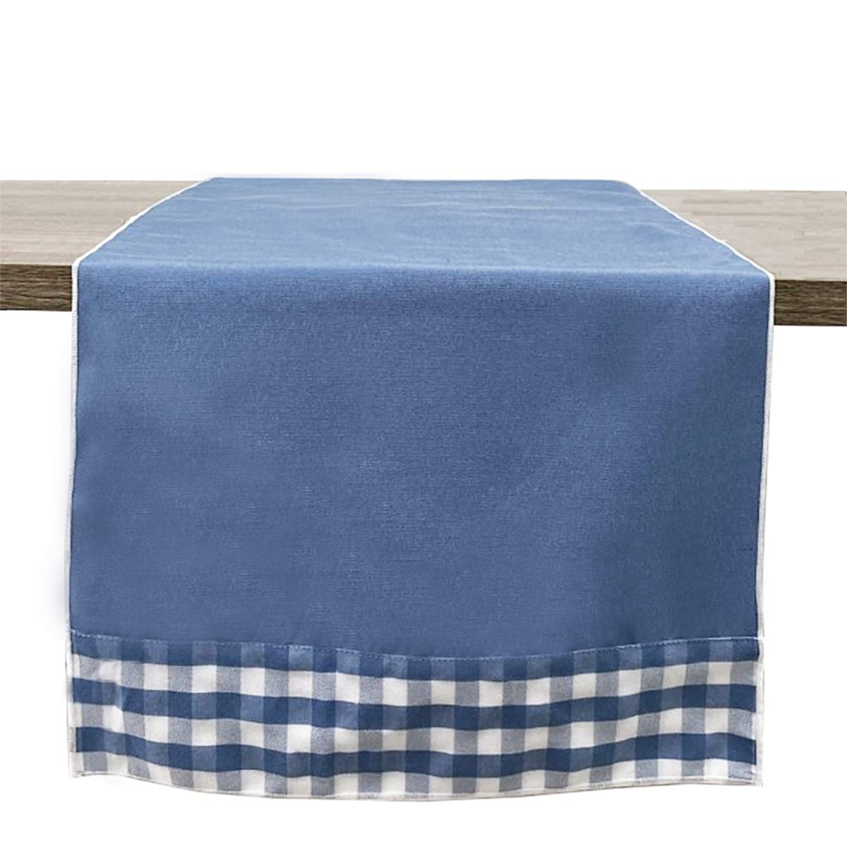 Fennco Styles Handmade Reversible Checkered Border Design Table Runner - Check Table Cover for Home, Dining Table, Banquet and Special Occasion