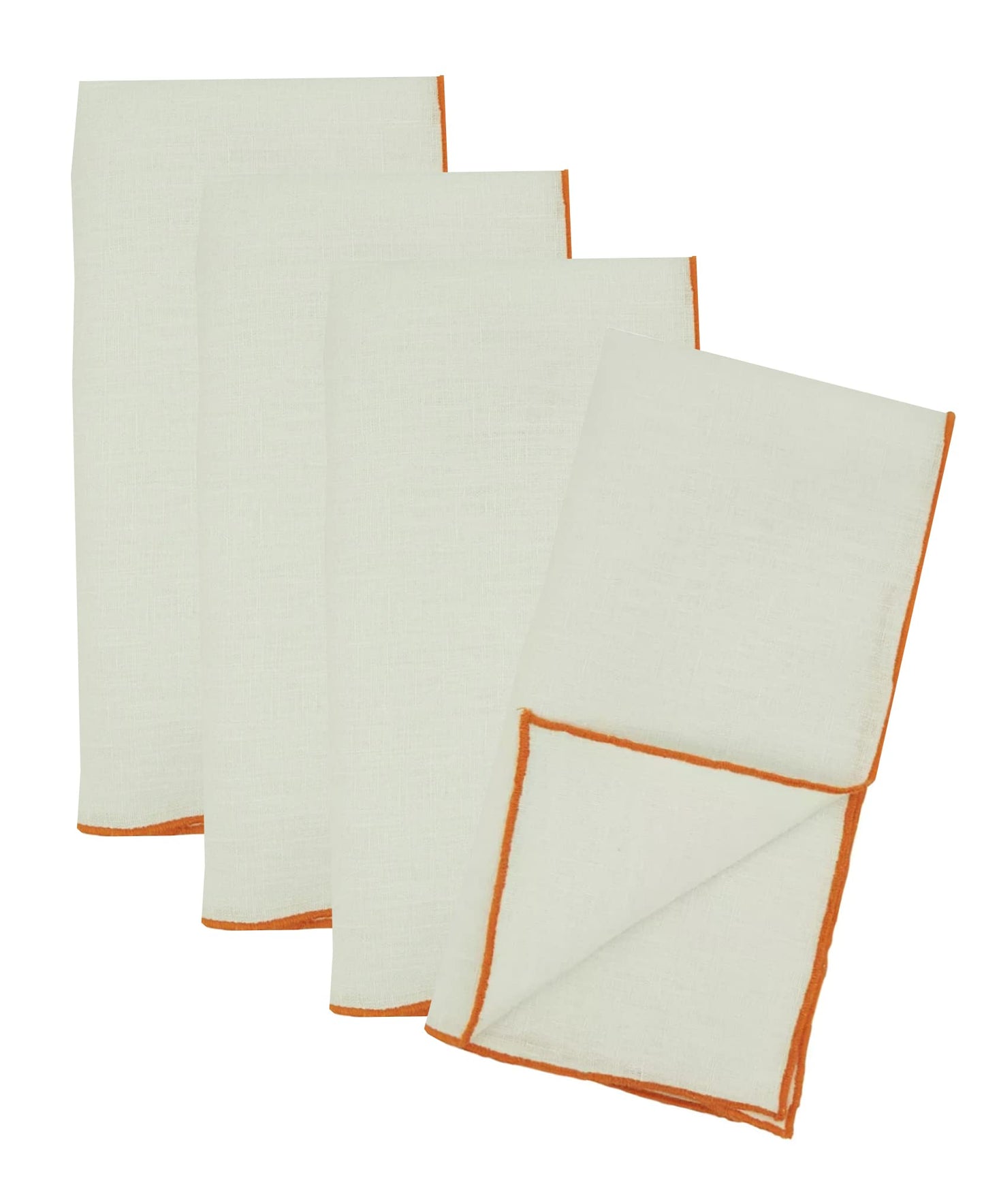 Fennco Styles Amelia Collection Classic Stonewashed Border Stitch 100% Pure Linen 20 x 20 Inch Cloth Napkins – Natural Dinner Napkins for Banquet, Wedding, Special Events and Home Décor