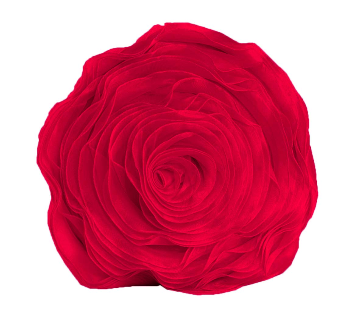 Fennco Styles Hayley Rose Chiffon Flower Decorative Filled Throw Pillow 13-Inch Round