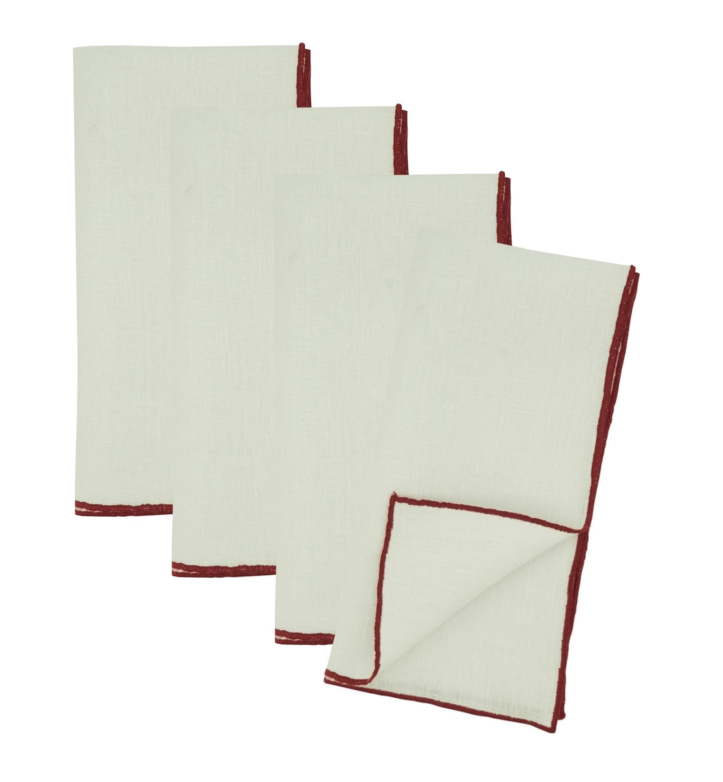 Fennco Styles Amelia Collection Classic Stonewashed Border Stitch 100% Pure Linen 20 x 20 Inch Cloth Napkins – Natural Dinner Napkins for Banquet, Wedding, Special Events and Home Décor