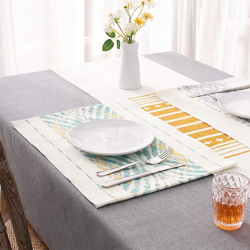 Fennco Styles Diamond Print Braided Cotton Placemats 14" W x 19" L, Set of 4