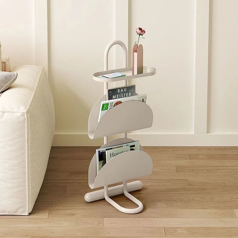 Minimalist 3-Tier Iron Magazine Rack Mobile Side Table