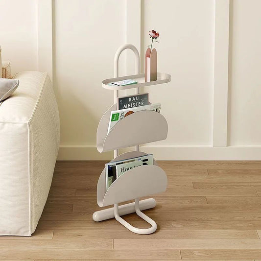 Minimalist 3-Tier Iron Magazine Rack Mobile Side Table