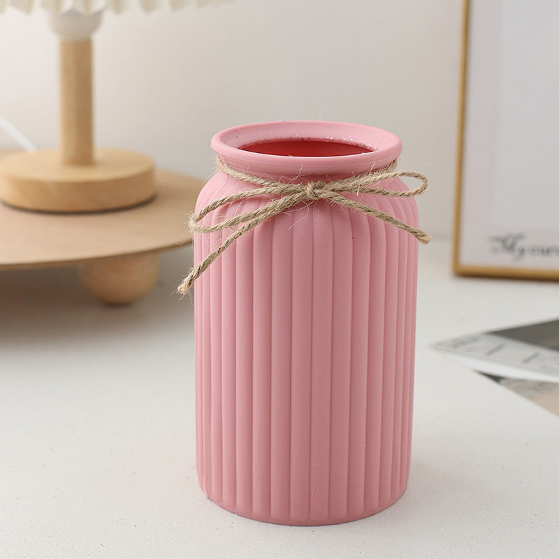 Pineapple-textured jute rope plastic vase