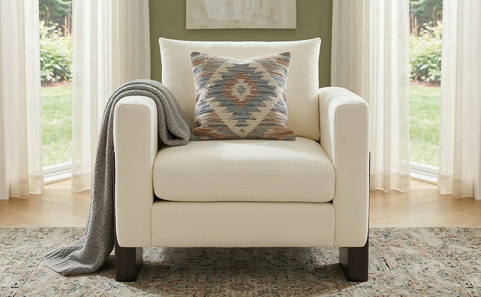 Modern Accent Chair Stylish Club Chair Armchair with Rubberwood Legs for Living Room, Bedroom, or Office