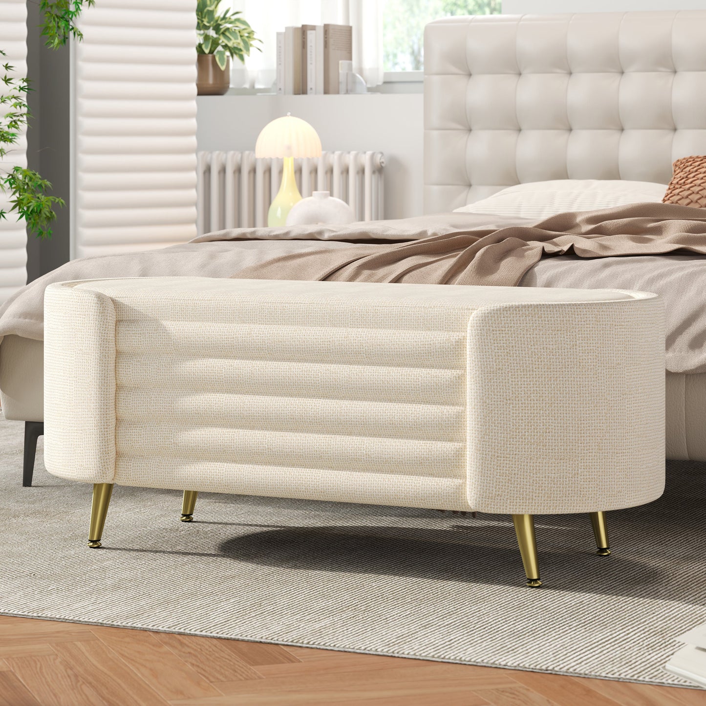 Modern Storage Ottoman Upholstered Storage Bench