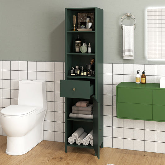 67 Inch Tall Bathroom Cabinet Narrow Floor Cabinet with Fluted Door