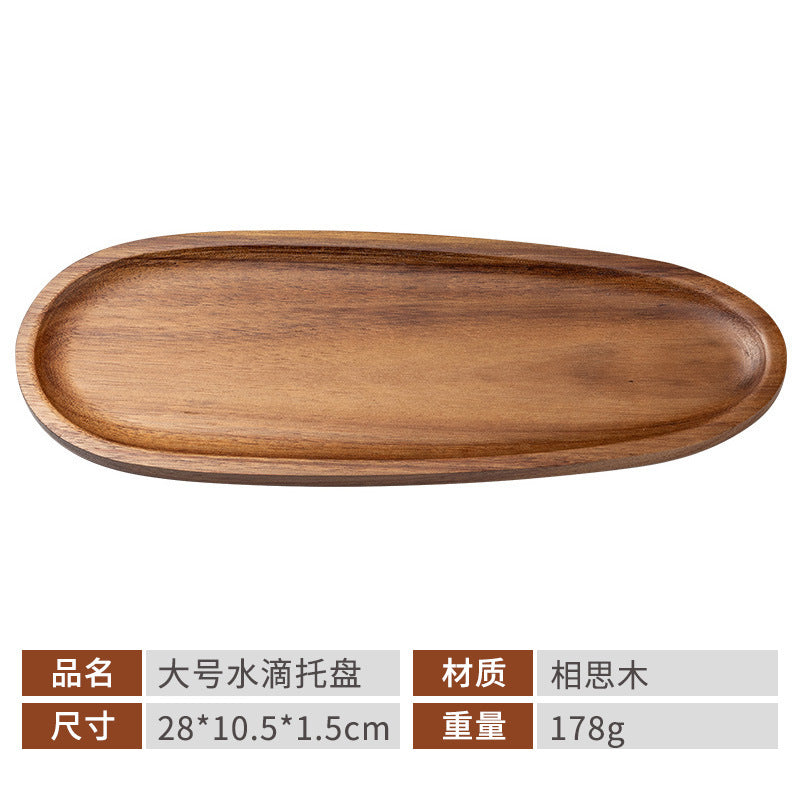 Acacia Wood Tray Japanese-Style Tea Tray Household Solid Wood Dinner Plate Rectangular Coaster Wooden Tray Coffee Shop Cake Candy