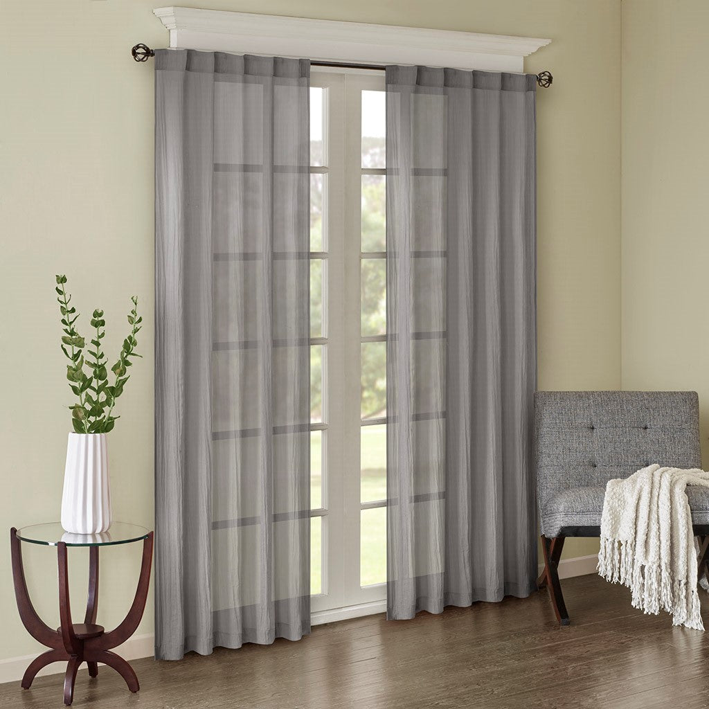 Solid Crushed Curtain Panel Pair (2 Pcs)