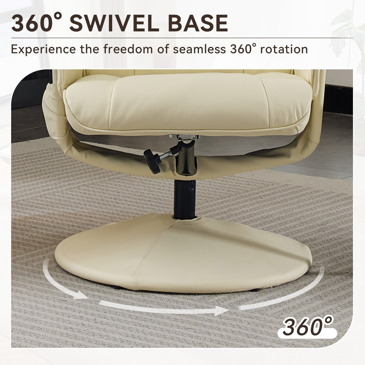 Recliner Chair with Ottoman - 360° Swivel Massage Lounge Chair