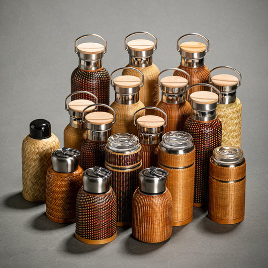 Handwoven Bamboo Stainless Steel Thermos Cup