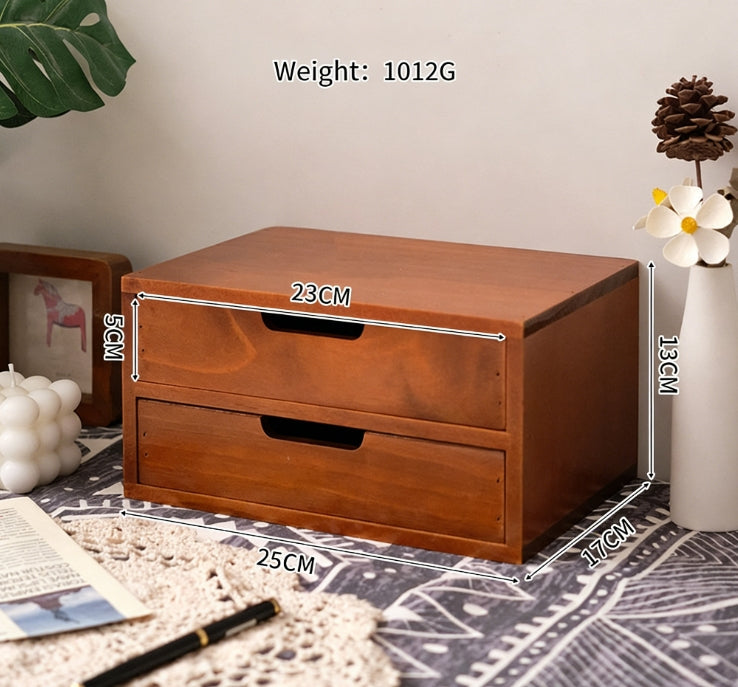 Three-layer Storage Cabinet, Small Wooden Cosmetic Organizer Box, Display Screen Riser