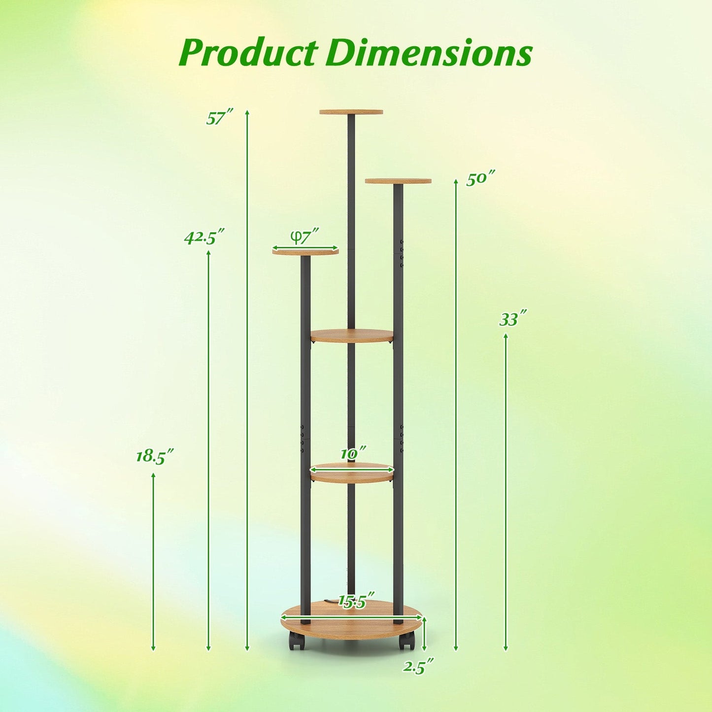6-tier Plant Stand with RGB Light and Wheels 57inch Tall Indoor Display Shelf Flowerpot Holder