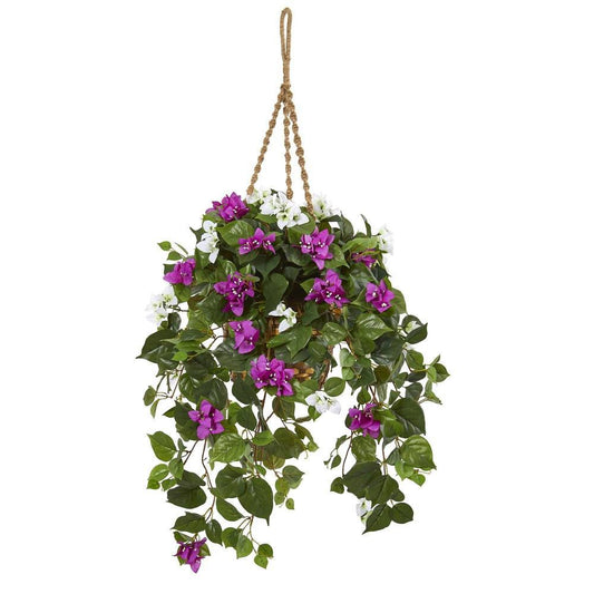 30"  Mixed Bougainvillea Artificial Plant Hanging Basket