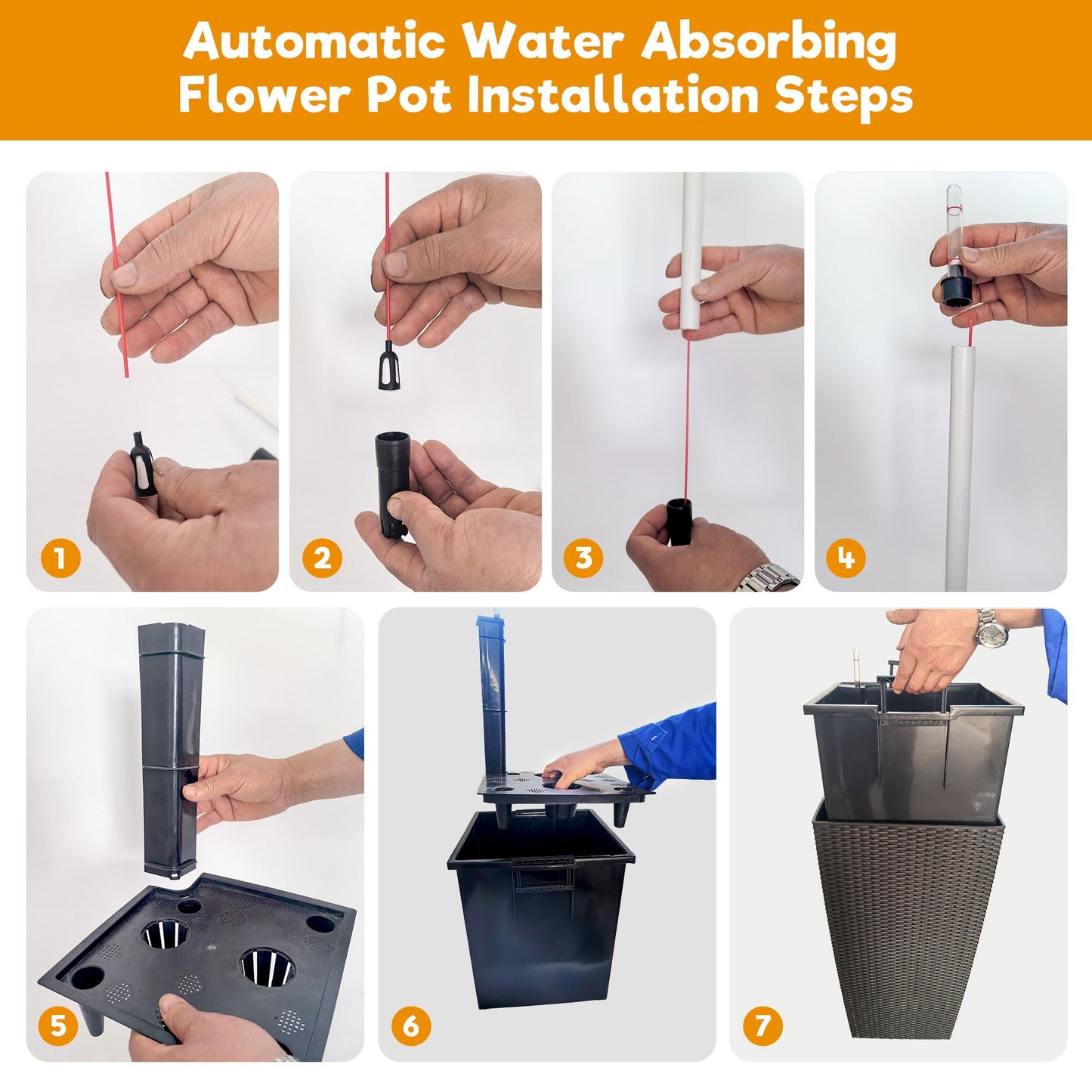 Tall Planters Set With Water Level Monitor And Auto Watering