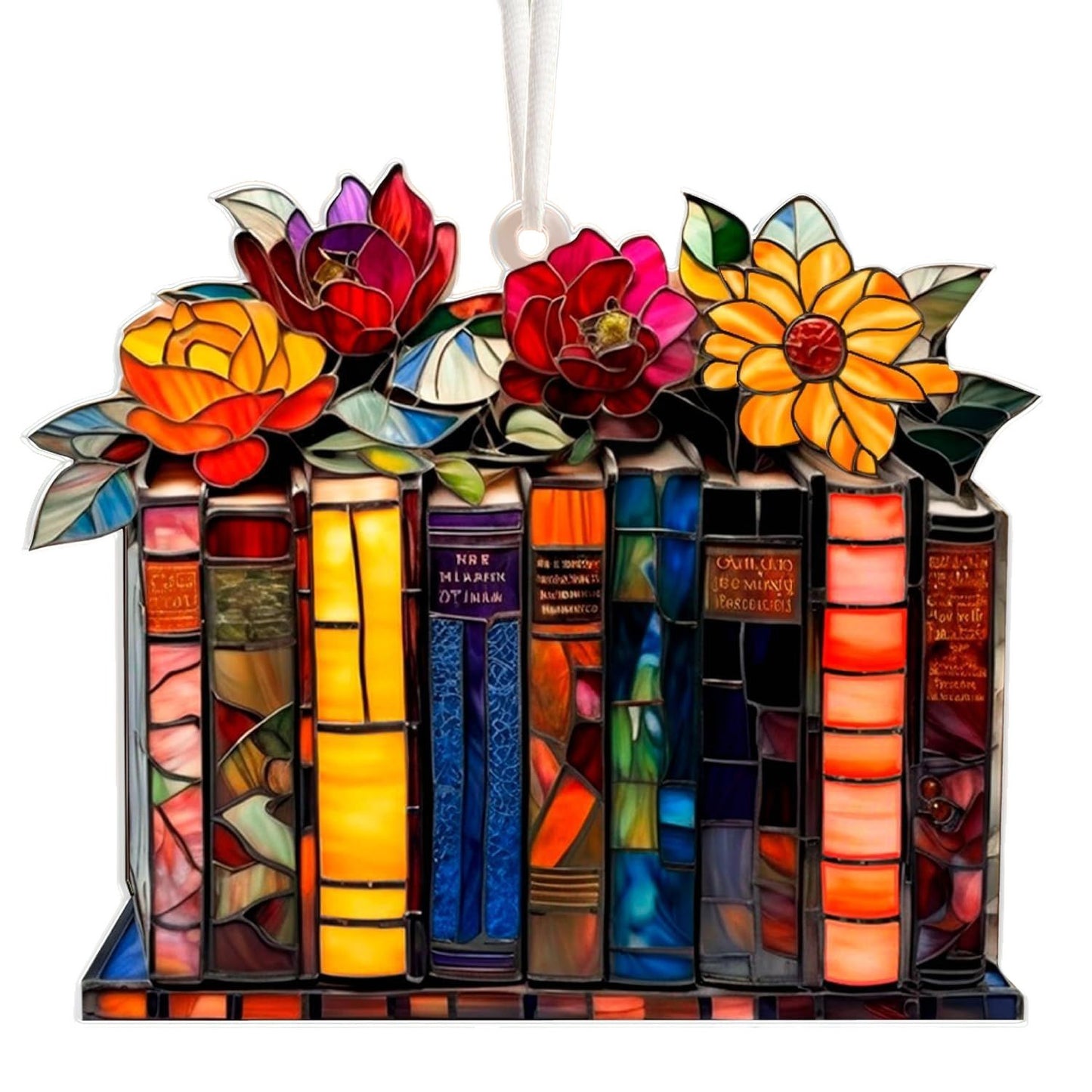 Vintage Floral Book Acrylic Hanging Ornament
