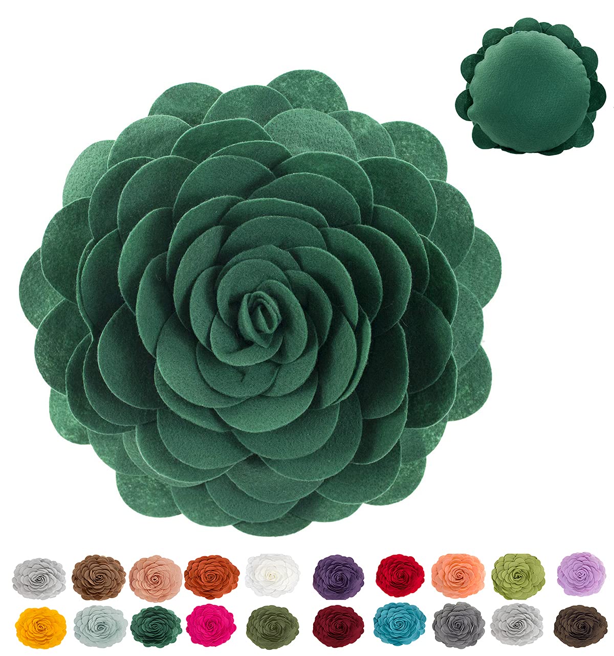 Fennco Styles Eva's Flower Throw Pillow 13" Round - Cute Flower Shaped Decorative Filled Floral Accent Pillow for Home, Couch, Bed, Sofa, Living Room