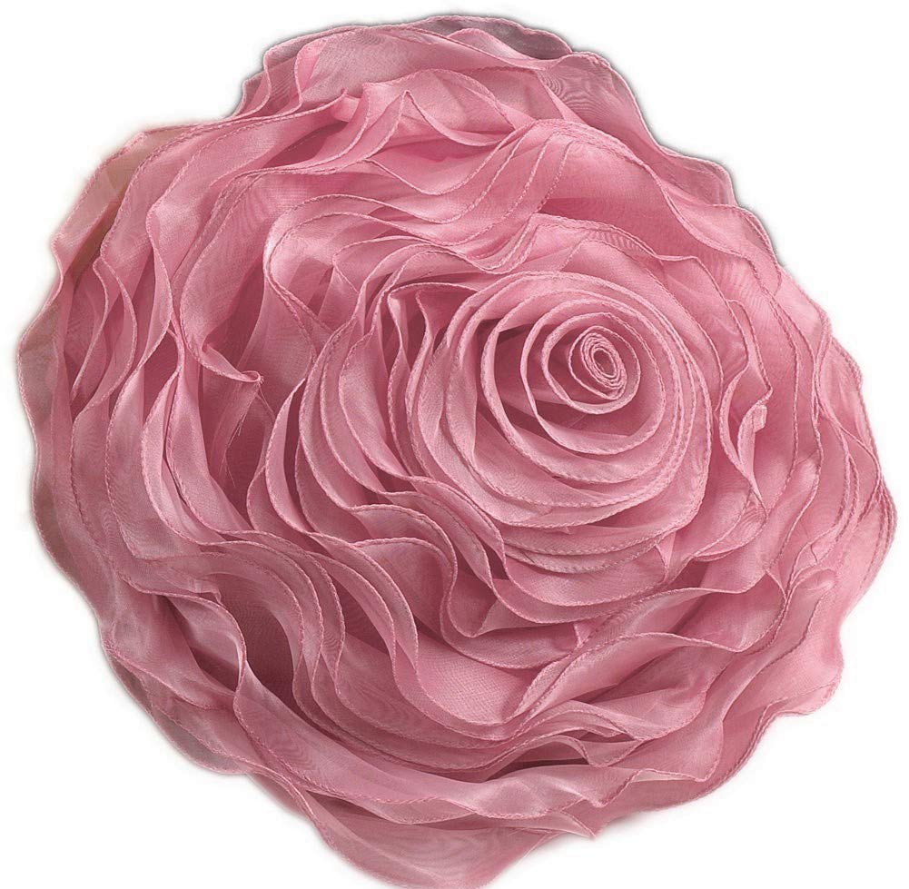 Fennco Styles Hayley Rose Chiffon Flower Decorative Filled Throw Pillow 13-Inch Round