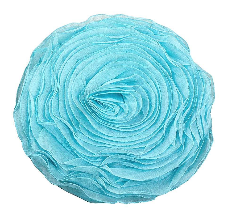 Fennco Styles Hayley Rose Chiffon Flower Decorative Filled Throw Pillow 13-Inch Round