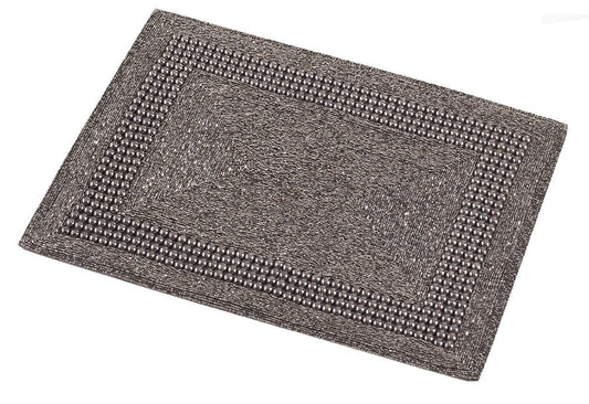 Fennco Styles Tullia Handmade Beaded Design Placemat - 1-Piece - 13"x18" (Pewter)
