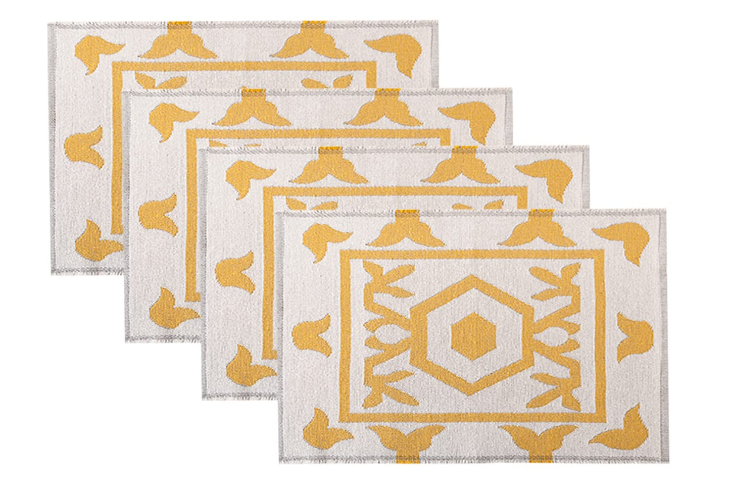 Fennco Styles Reversible Two-Tone Woven Plus Sign Placemats 14”W x 19”L, Set of 4 - Grey Textured Table Mats for Home, Dining Table Décor, Banquets, Holidays