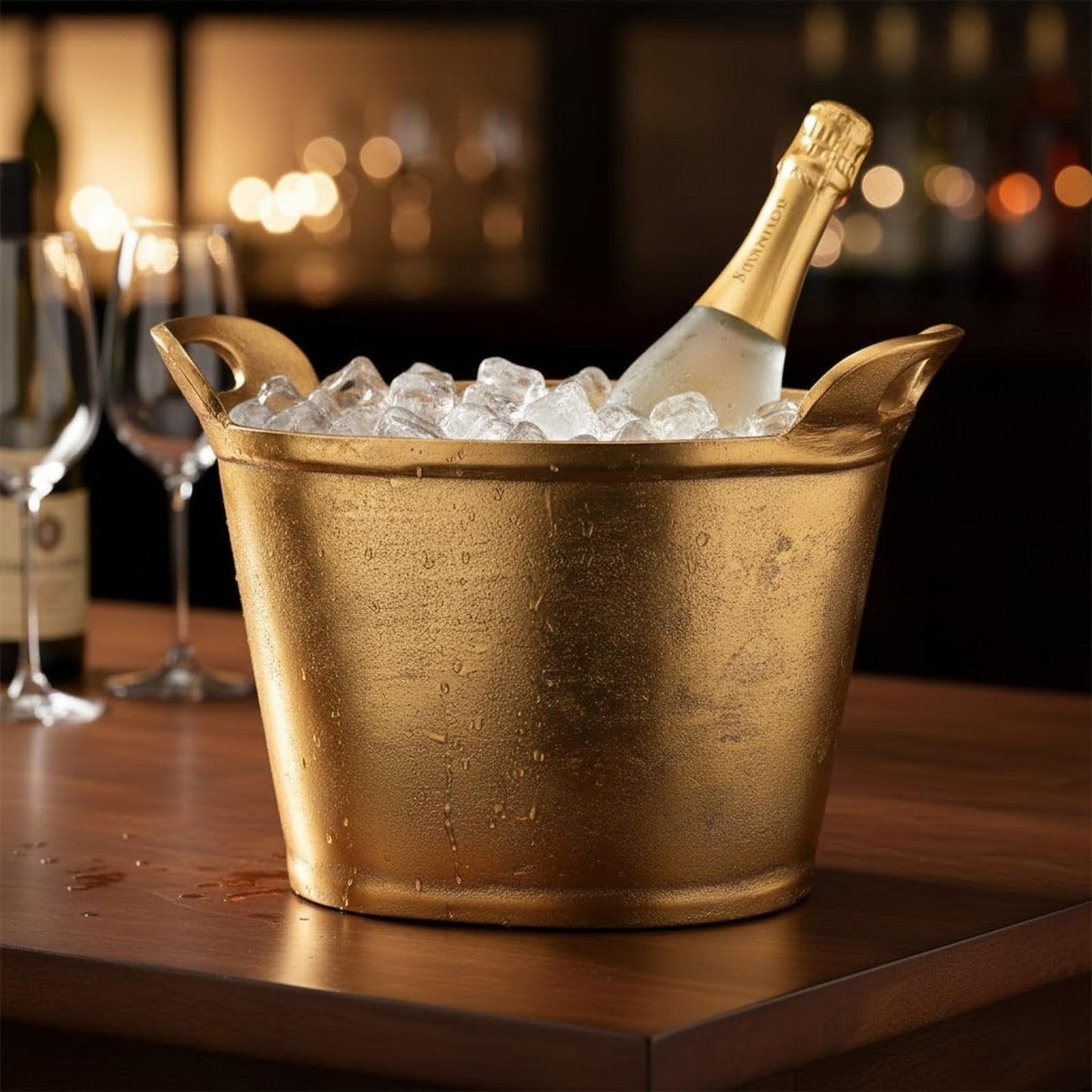 Solid Bronze Gold 12-Quart Double-Walled Insulated Ice Bucket & Champagne Cooler (13.4" x 9.45")