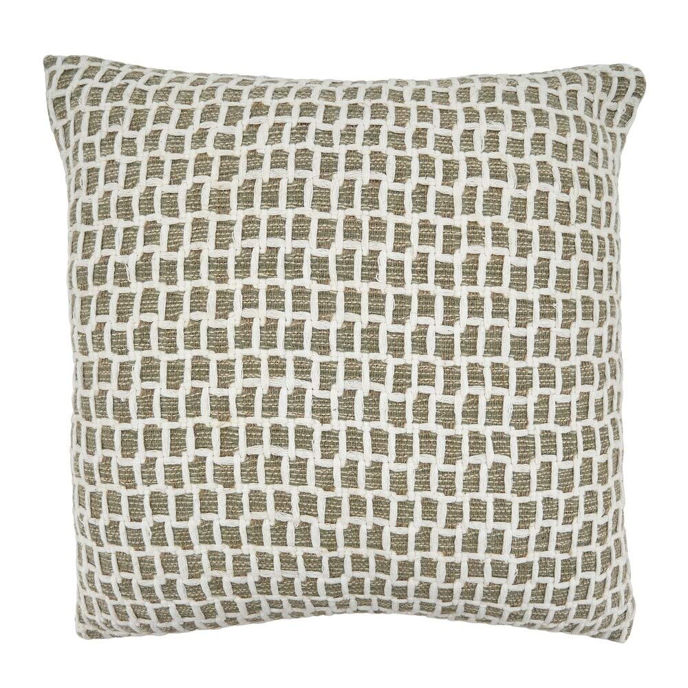 Fennco Styles Natural Net Design Pure Cotton Decorative Throw Pillow – Luxury Textured Cushion for Couch, Sofa, Bedroom, Office and Living Room Décor