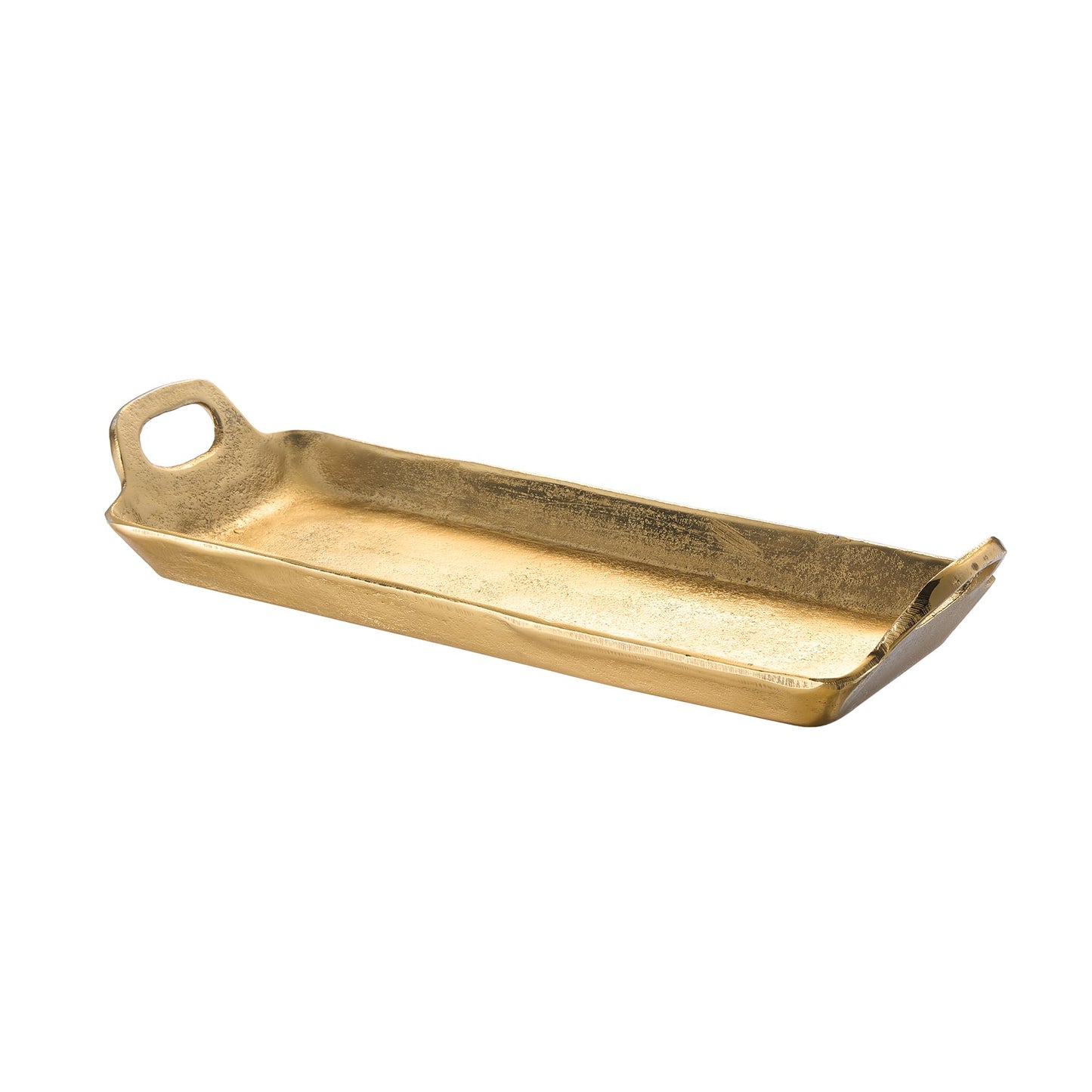 Small Decorative Serving Tray, Single Piece, Gold Aluminum Display Organizer