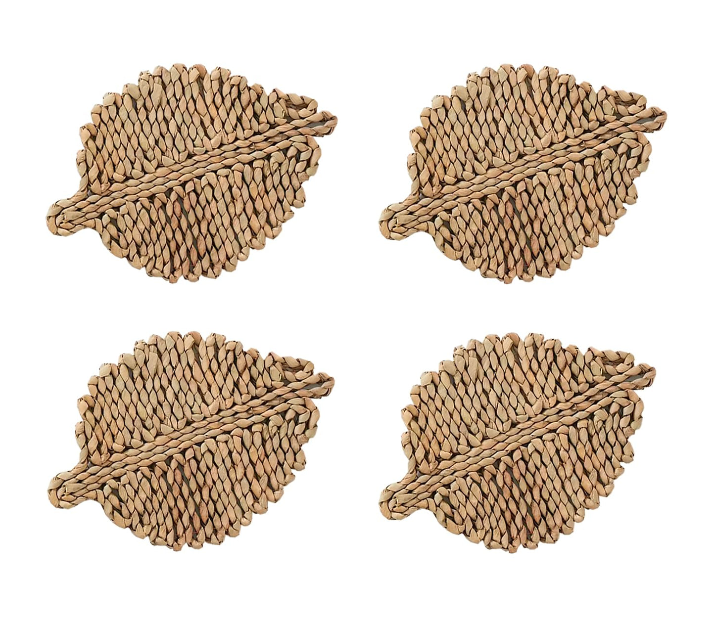 Fennco Styles Corn Husk Leaf Shaped Placemats 20" W x 13" L, Set of 4