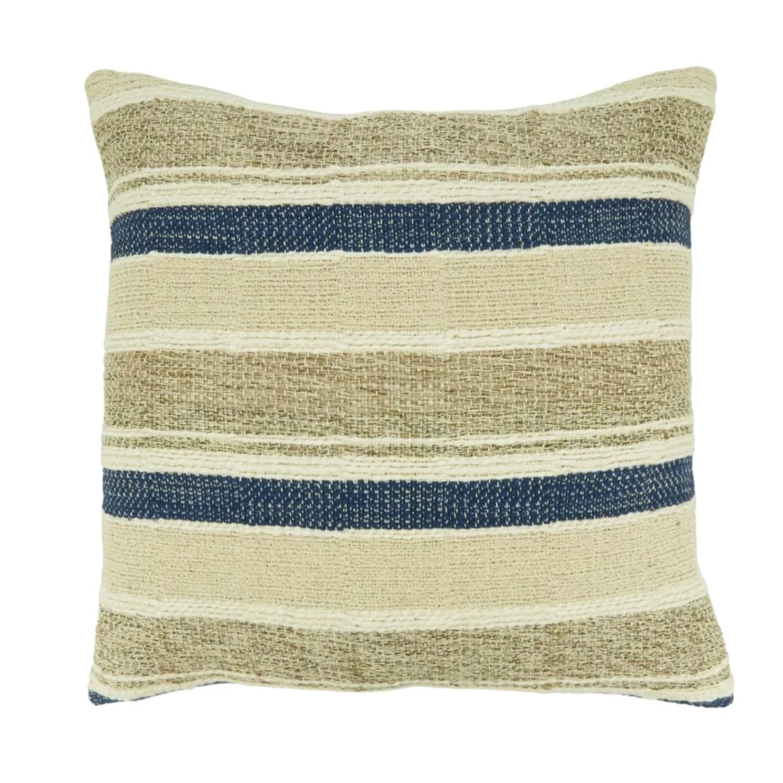Fennco Styles Navy Blue Striped Design Decorative Throw Pillow Cover 20" W x 20" L - 100% Cottton Woven Cushion Case for Home, Couch, Bedroom, Living Room and Office Décor