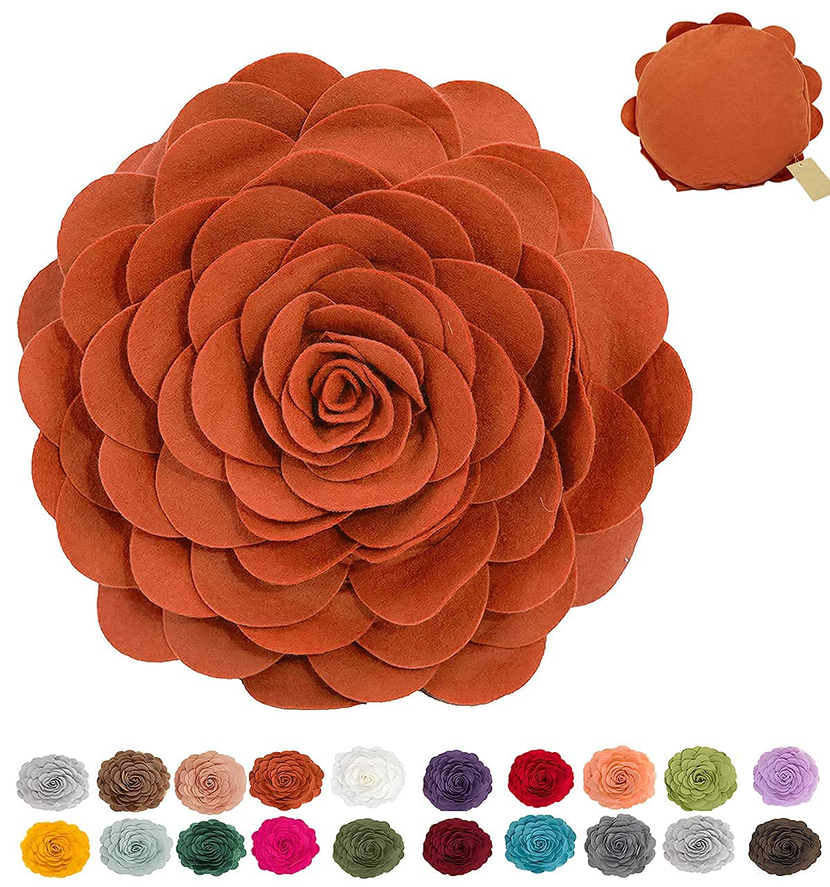 Fennco Styles Eva's Flower Throw Pillow 13" Round - Cute Flower Shaped Decorative Filled Floral Accent Pillow for Home, Couch, Bed, Sofa, Living Room
