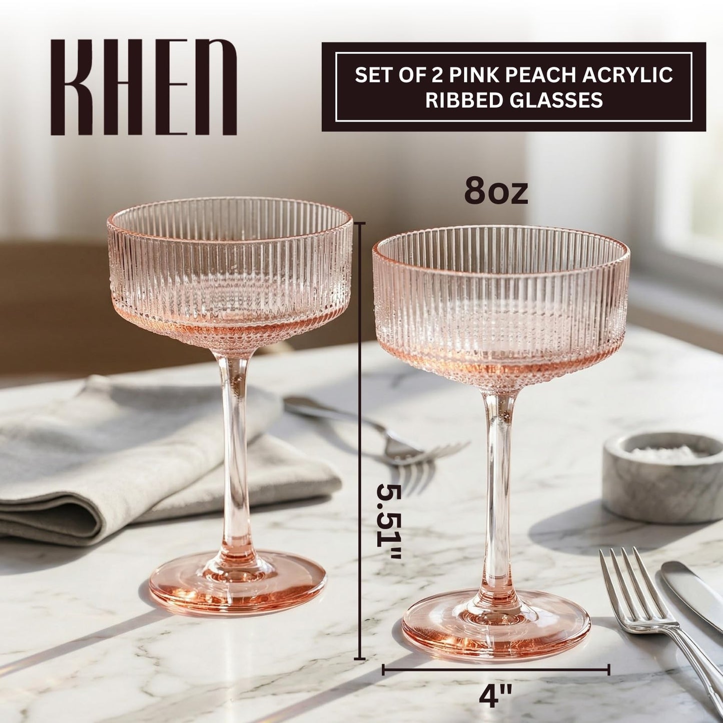 Madrid Acrylic Champagne Coupe Cocktail Glassware, Set of 2