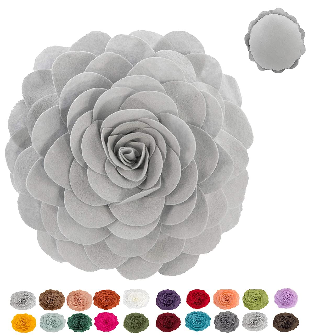 Fennco Styles Eva's Flower Throw Pillow 13" Round - Cute Flower Shaped Decorative Filled Floral Accent Pillow for Home, Couch, Bed, Sofa, Living Room