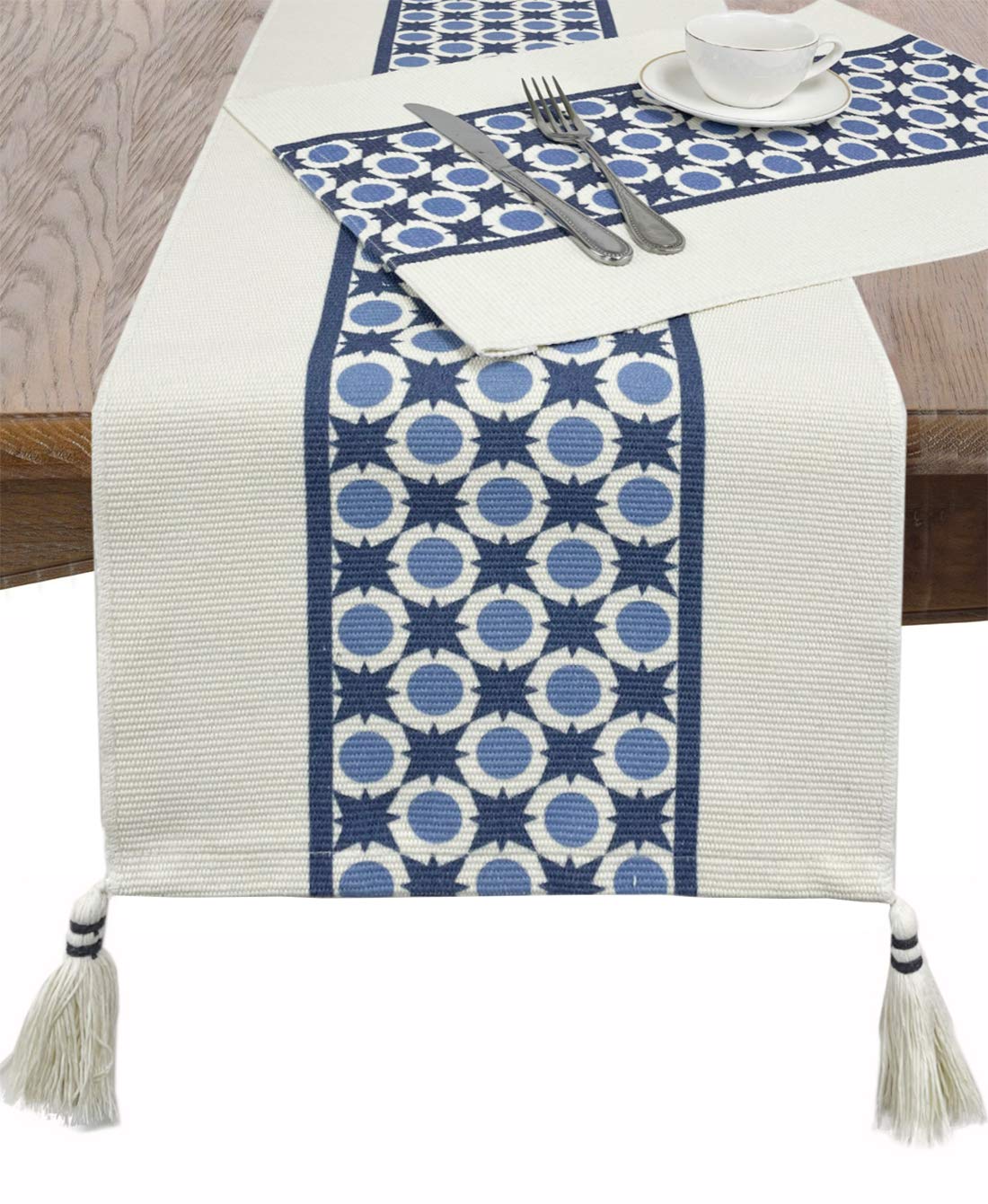 Fennco Styles Diamond Print Braided Cotton Placemats 14" W x 19" L, Set of 4
