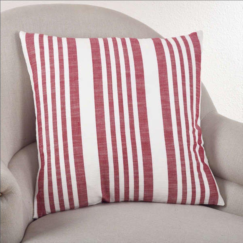 Fennco Styles Nautical Striped Down Filled Cotton Throw Pillow 20" Square-3 Colors