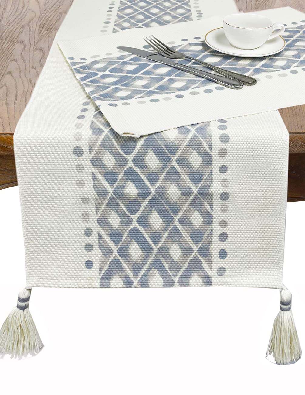 Fennco Styles Diamond Print Braided Cotton Placemats 14" W x 19" L, Set of 4