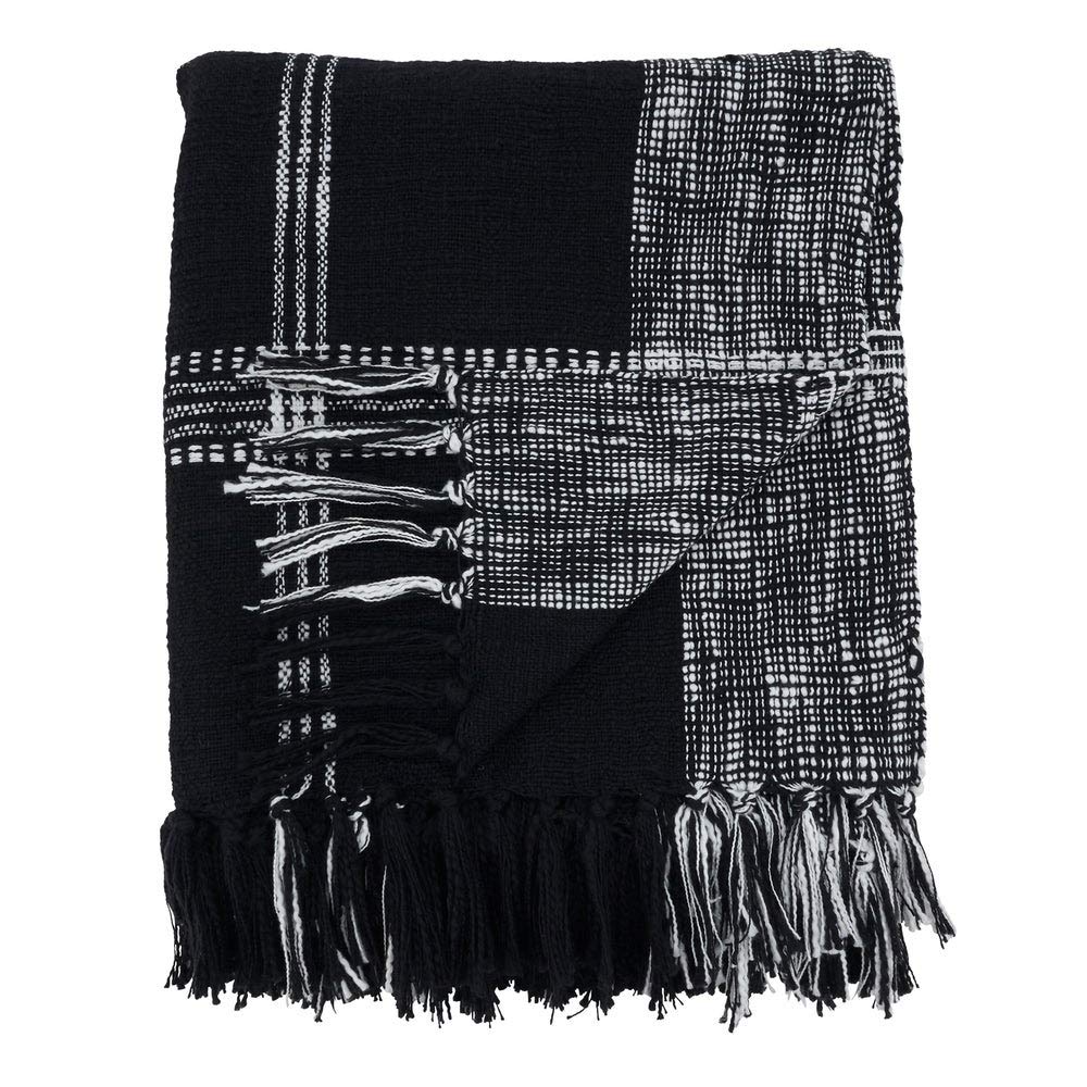 Fennco Styles Luxury Cotton Knit Plaid Modern Tassel 50 x 70 Inch Throw - Throw Blanket for Bed, Couch, Sofa, Home Décor, Ideas