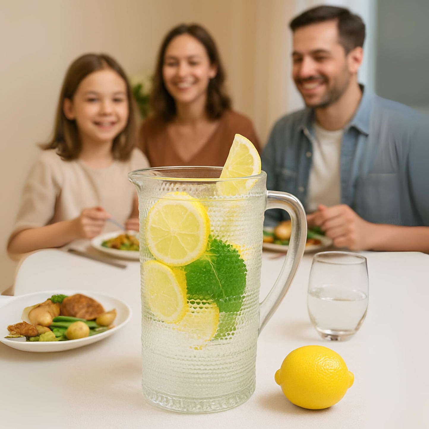 Bombay Hobnail Glass Pitcher for Juice and Lemonade | 32 oz
