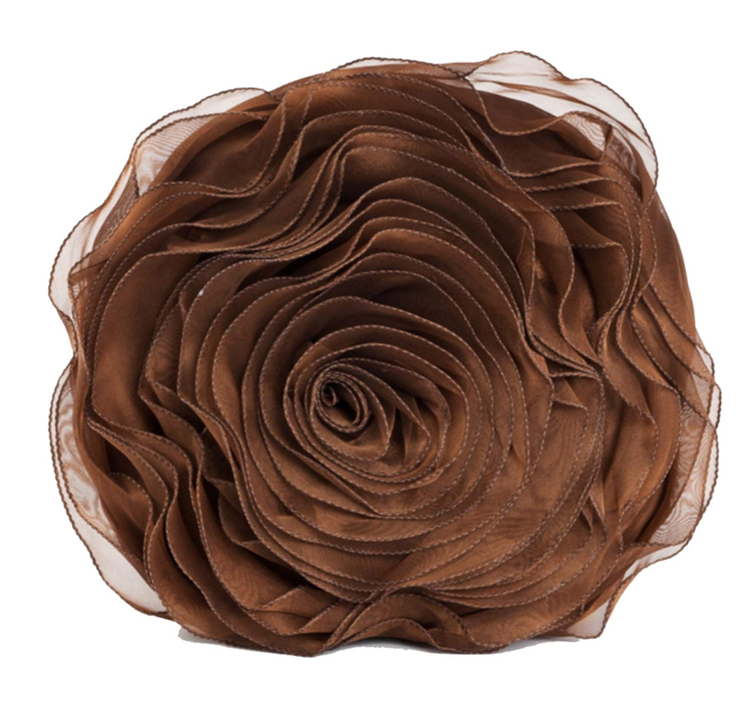 Fennco Styles Hayley Rose Chiffon Flower Decorative Filled Throw Pillow 13-Inch Round