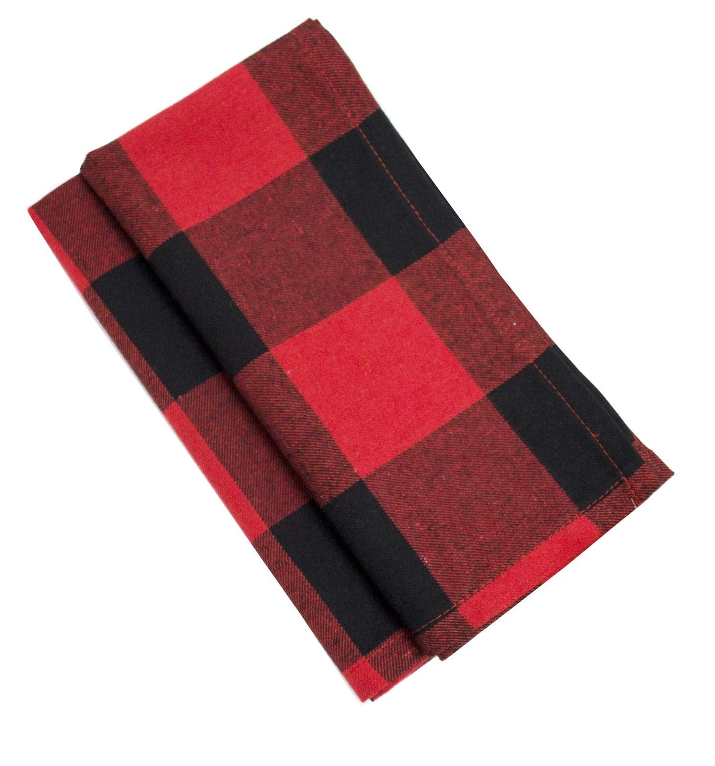 Fennco Styles Buffalo Plaid Red and Black Velvet Pom Pom Trim Design Cotton Table Runner
