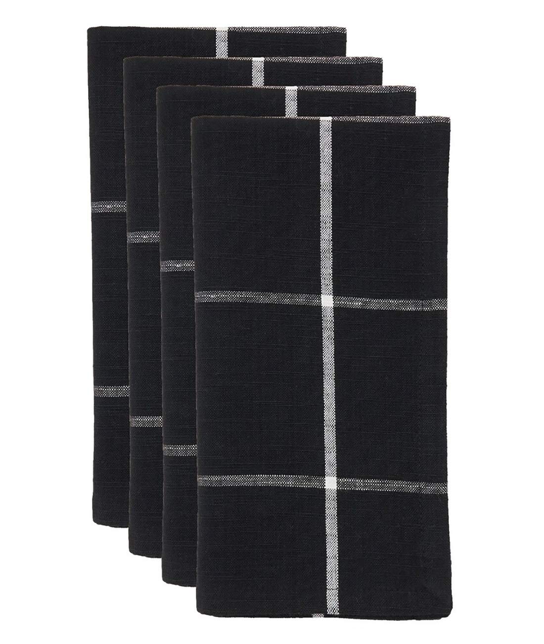 Fennco Styles Classic Large Plaid Cotton Table Runner 16" W x 72" L - Black Table Cover for Christmas, Holiday, Dining Table, Banquets and Special Occasion