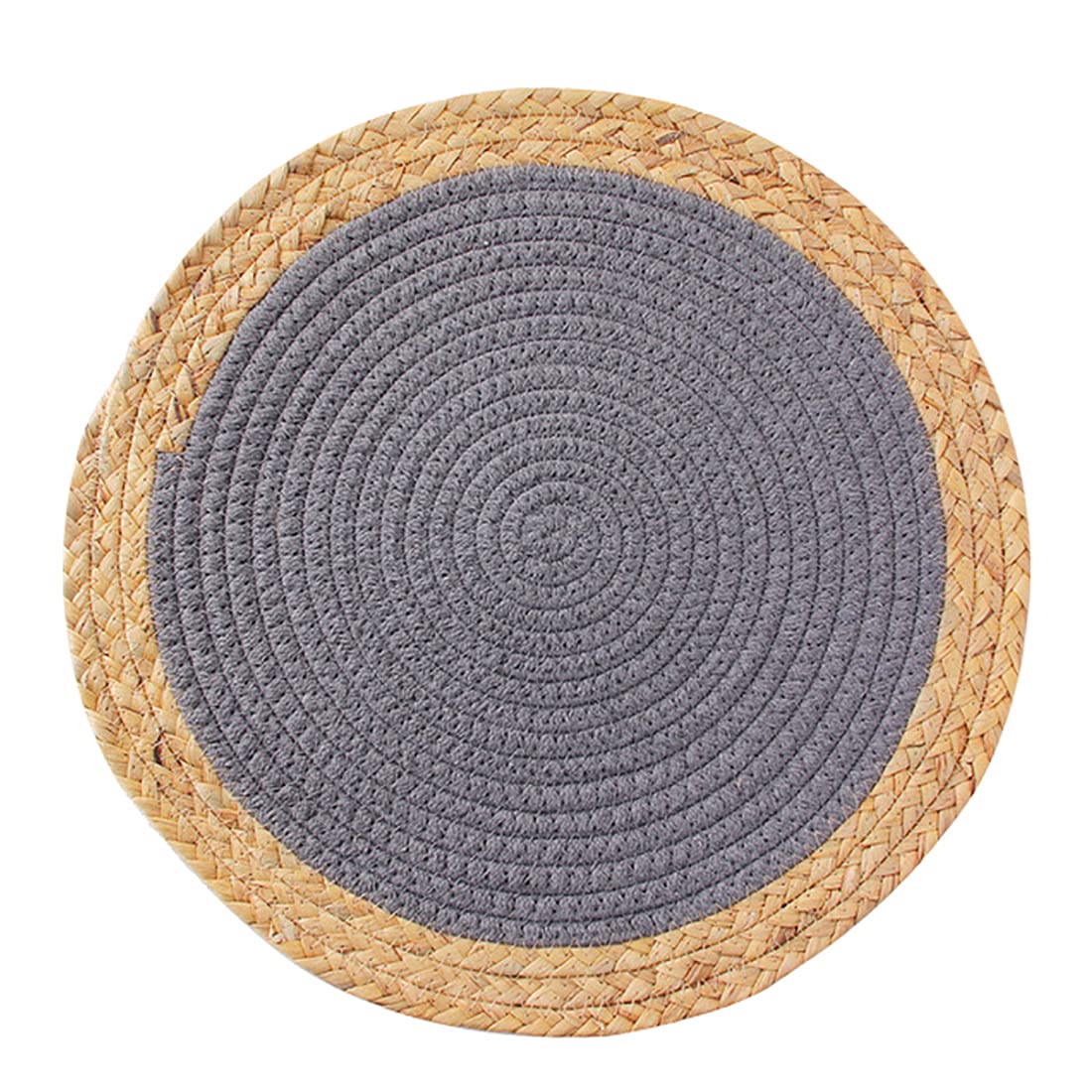 Fennco Styles Hand-Woven Rattan Cotton Rope Placemats Round, Set of 4 - Braided Table Mats Heat Resistant Insulation for Home, Boho Décor, Dining Table, Banquets, Special Events