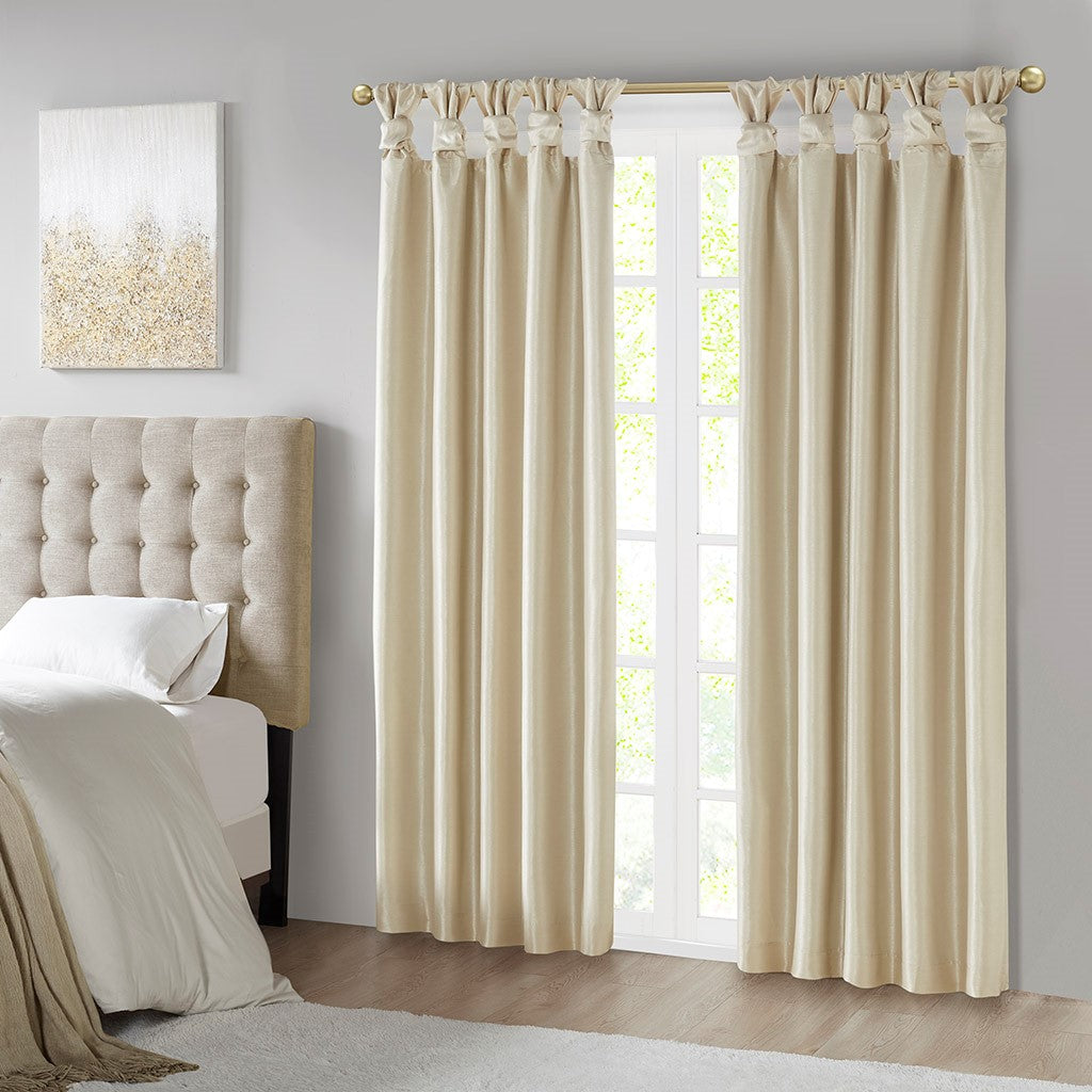 Twist Tab Total Blackout Window Curtain Panel Champagne 50x84"