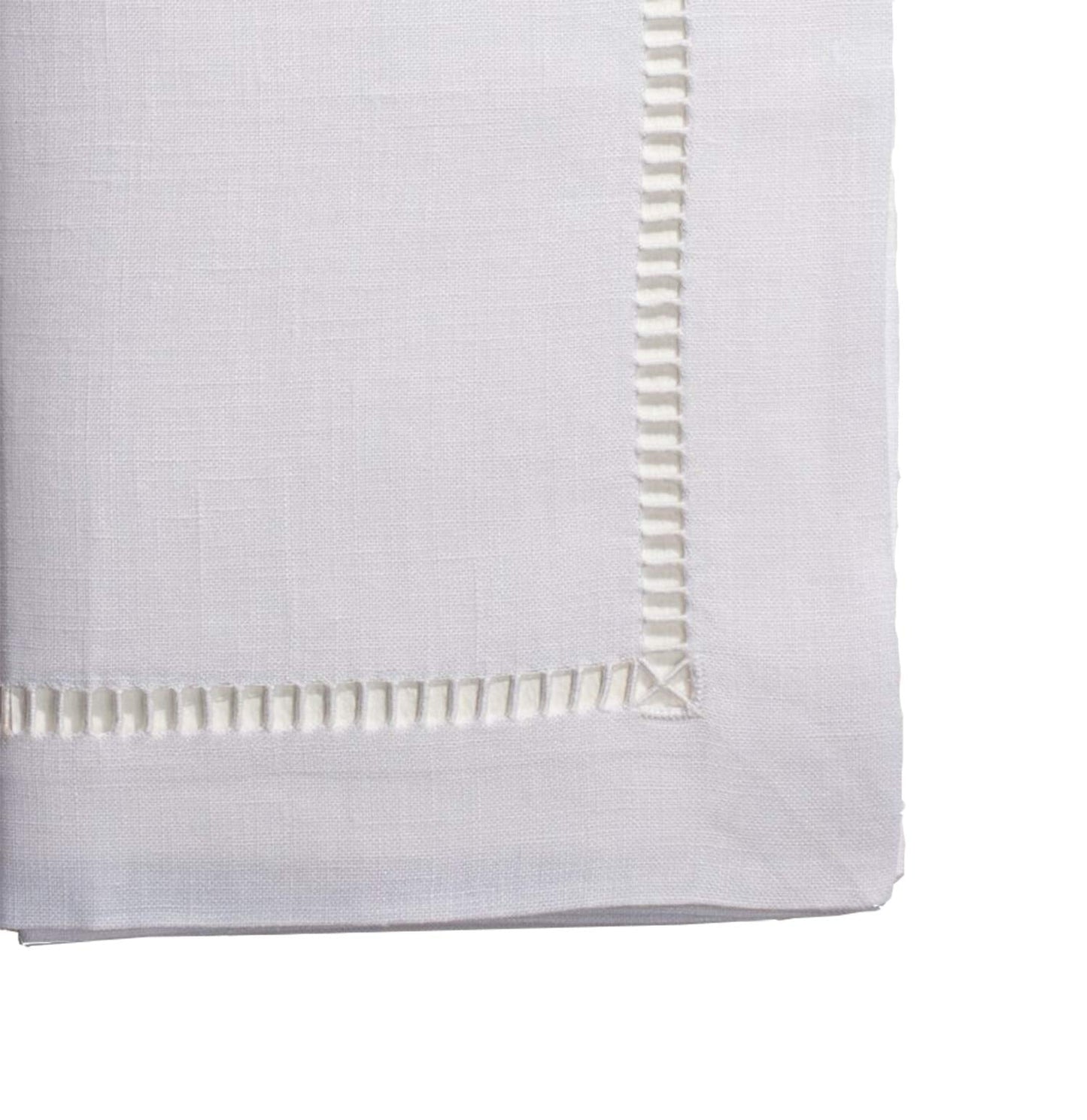 Fennco Styles Basic Collection Classic Handmade Hemstitch Trim Border 100% Pure Linen Tablecloth