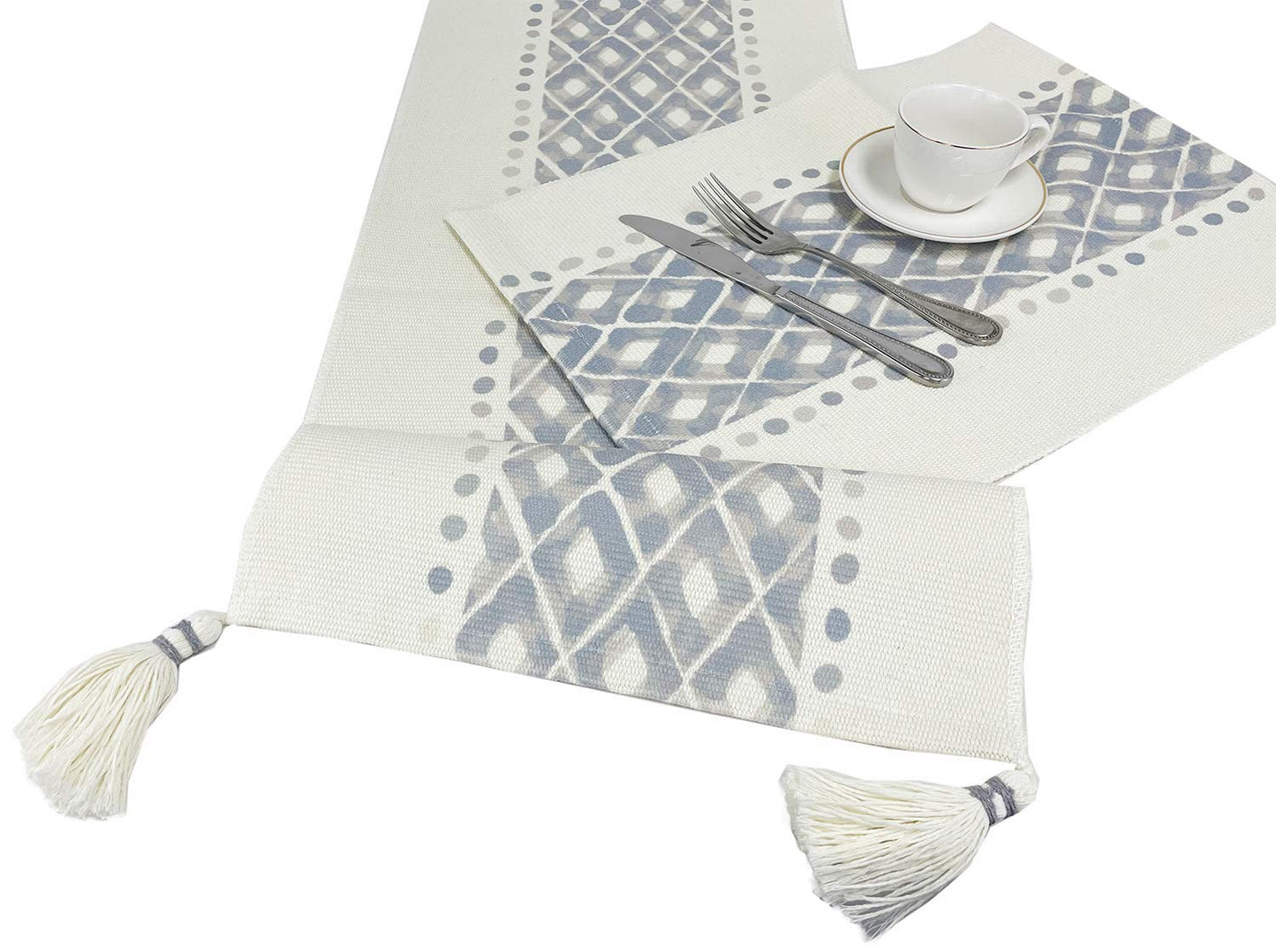 Fennco Styles Diamond Print Braided Cotton Placemats 14" W x 19" L, Set of 4